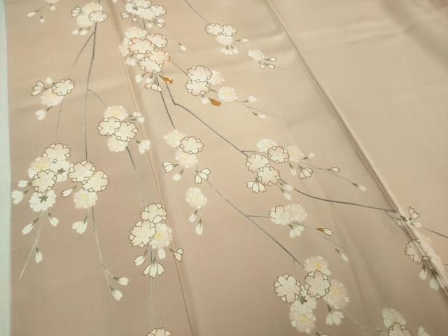 平和屋着物●極上　訪問着　駒刺繍　枝垂れ花　肌色地　暈し染め　金彩　逸品　DZAB6520kh6