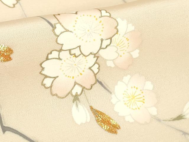 平和屋着物●極上　訪問着　駒刺繍　枝垂れ花　肌色地　暈し染め　金彩　逸品　DZAB6520kh6