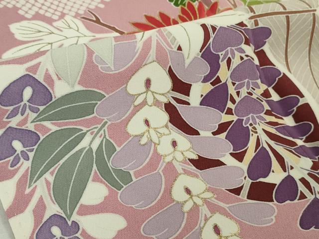 平和屋本店●極上　創業460年・千總　振袖　駒刺繍　花車　石竹色地　金彩　三越扱い　逸品　DZAB6521kh6