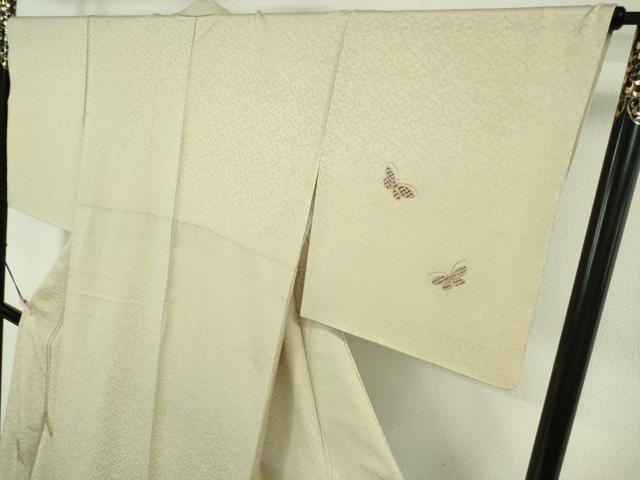 平和屋本店●極上　京都祇園の老舗　ぎをん齋藤　付下げ　駒刺繍　疋田蝶　菊唐草地紋　蒸栗色地　たとう紙付き　逸品　DZAB6523kh6