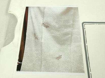 平和屋本店●極上　京都祇園の老舗　ぎをん齋藤　付下げ　駒刺繍　疋田蝶　菊唐草地紋　蒸栗色地　たとう紙付き　逸品　DZAB6523kh6