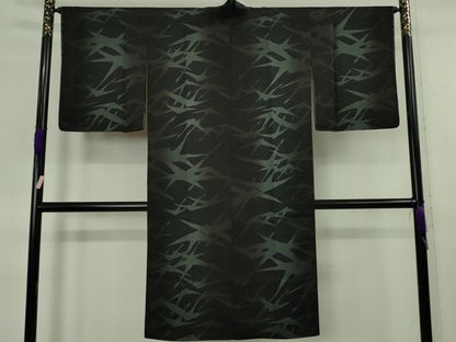 平和屋着物∞極上　道中着　ロング丈　飛鶴シルエット　黒地　逸品　未使用　DZAB6525kh6