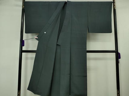 平和屋着物●極上　男性　色紋付・長襦袢(無双仕立て)セット　お召地　キングサイズ　藍鉄色　逸品　DZAB6527kh6