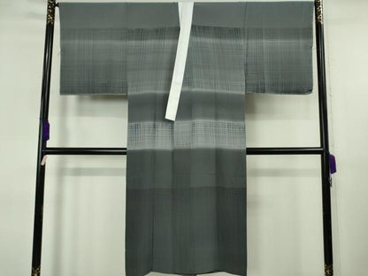 平和屋着物●極上　男性　色紋付・長襦袢(無双仕立て)セット　お召地　キングサイズ　藍鉄色　逸品　DZAB6527kh6