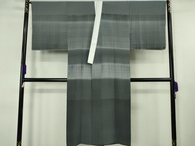 平和屋着物●極上　男性　色紋付・長襦袢(無双仕立て)セット　お召地　キングサイズ　藍鉄色　逸品　DZAB6527kh6