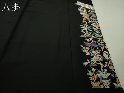 平和屋本店●極上　本加賀友禅作家　奥原一就　黒留袖　仮絵羽　人獣草花文　上代178万　証紙付き　逸品　未使用　DZAB6528kh6