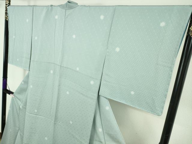 平和屋着物●極上　染師　久保伊智郎　小紋　鹿の子丸文　暈し染め　水色地　反端付き　逸品　未使用　DZAB6531kh6