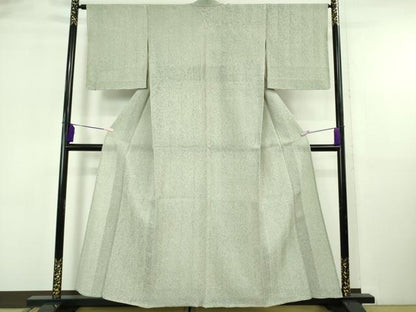 平和屋本店＊極上 夏物 名門 藤娘きぬたや・総絞り 杢目絞り 小紋 絽 柳鼠色地 証紙付き 逸品 未使用 DZAB6532kh6