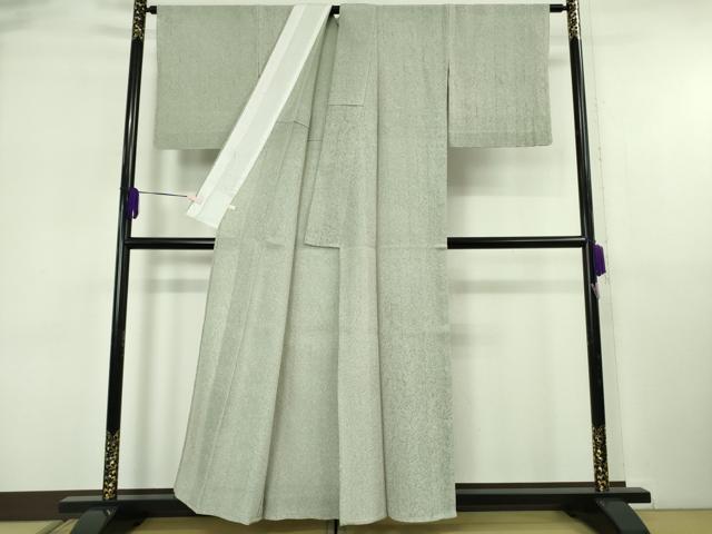 平和屋本店＊極上 夏物 名門 藤娘きぬたや・総絞り 杢目絞り 小紋 絽 柳鼠色地 証紙付き 逸品 未使用 DZAB6532kh6