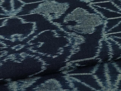 平和屋本店▽極上　弓浜絣　綿　単衣　花菱　麻の葉　逸品　DZAB6535kh6