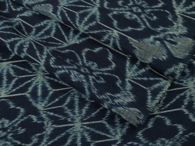 平和屋本店▽極上　弓浜絣　綿　単衣　花菱　麻の葉　逸品　DZAB6535kh6