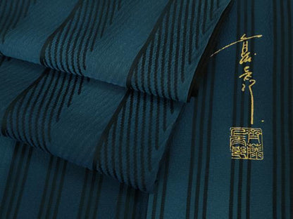 平和屋本店●極上　キモノデザイナー　斉藤上太郎　小紋　縞　暈し染め　逸品　DZAB6538kh6