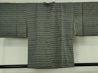 平和屋着物∞極上　伊兵衛織　工芸手織　道行コート　横縞　逸品　DZAB6542kh6