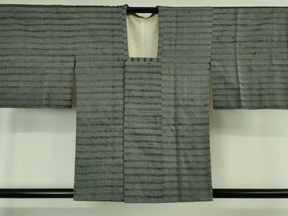 平和屋着物∞極上　伊兵衛織　工芸手織　道行コート　横縞　逸品　DZAB6542kh6