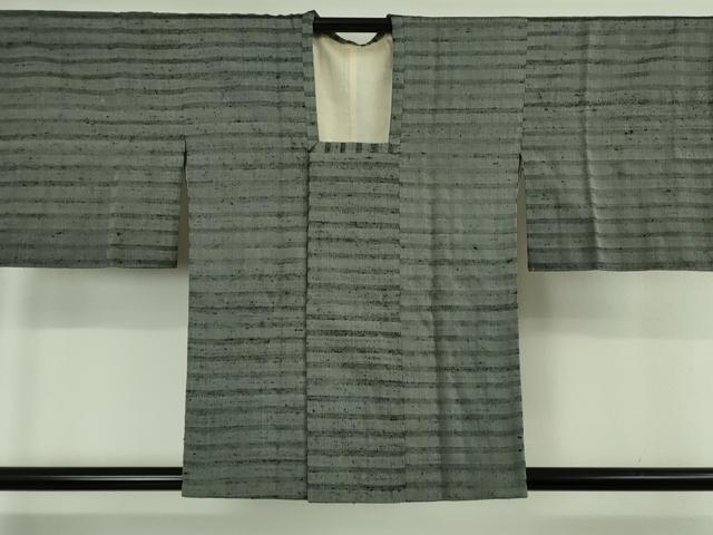 平和屋着物∞極上　伊兵衛織　工芸手織　道行コート　横縞　逸品　DZAB6542kh6