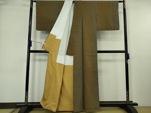 平和屋本店●極上　本場結城紬　重要無形文化財　奥順謹製　間道　証紙付き　逸品　DZAB6545kh6