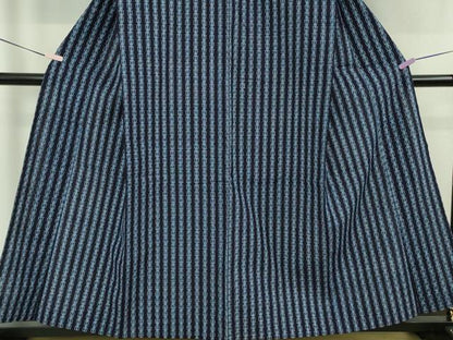 平和屋本店▽極上　男性　久留米絣　単衣　綿　縞　逸品　DZAB6547kh6
