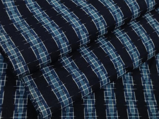 平和屋本店▽極上　男性　久留米絣　単衣　綿　縞　逸品　DZAB6547kh6