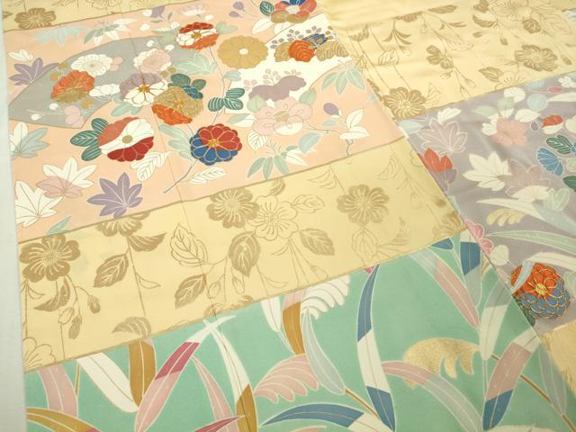 平和屋本店●極上　創業460年・千總　訪問着　駒刺繍　地紙吉祥花文　蜂蜜色地　金彩　伊勢丹扱い　逸品　未使用　DZAB6550kh6