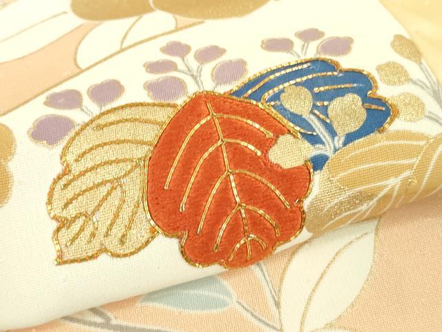 平和屋本店●極上　創業460年・千總　訪問着　駒刺繍　地紙吉祥花文　蜂蜜色地　金彩　伊勢丹扱い　逸品　未使用　DZAB6550kh6