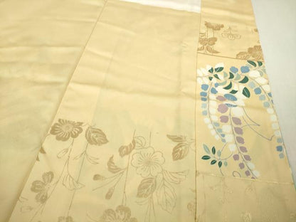 平和屋本店●極上　創業460年・千總　訪問着　駒刺繍　地紙吉祥花文　蜂蜜色地　金彩　伊勢丹扱い　逸品　未使用　DZAB6550kh6