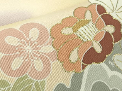 平和屋本店●極上　創業460年・千總 訪問着 駒刺繍 吉祥花文 蜂蜜色地　暈し染め　金彩　松坂屋扱い　反端付き　逸品　未使用　DZAB6551kh6