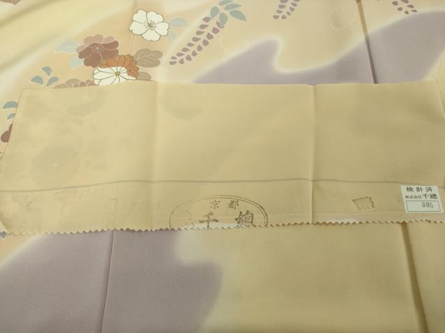 平和屋本店●極上　創業460年・千總 訪問着 駒刺繍 吉祥花文 蜂蜜色地　暈し染め　金彩　松坂屋扱い　反端付き　逸品　未使用　DZAB6551kh6
