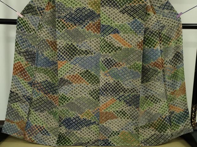 平和屋本店●極上　創業460年・千總　小紋　本手描臈纈　名物裂　鬼しぼ縮緬　西武百貨店扱い　反端付き　逸品　DZAB6553kh6