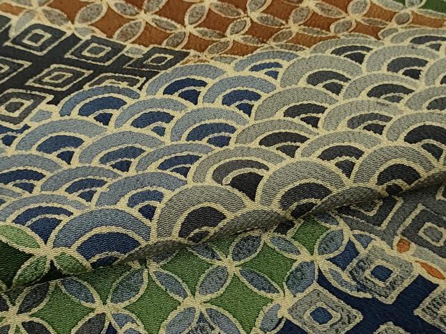 平和屋本店●極上　創業460年・千總　小紋　本手描臈纈　名物裂　鬼しぼ縮緬　西武百貨店扱い　反端付き　逸品　DZAB6553kh6
