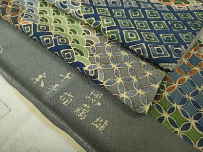 平和屋本店●極上　創業460年・千總　小紋　本手描臈纈　名物裂　鬼しぼ縮緬　西武百貨店扱い　反端付き　逸品　DZAB6553kh6