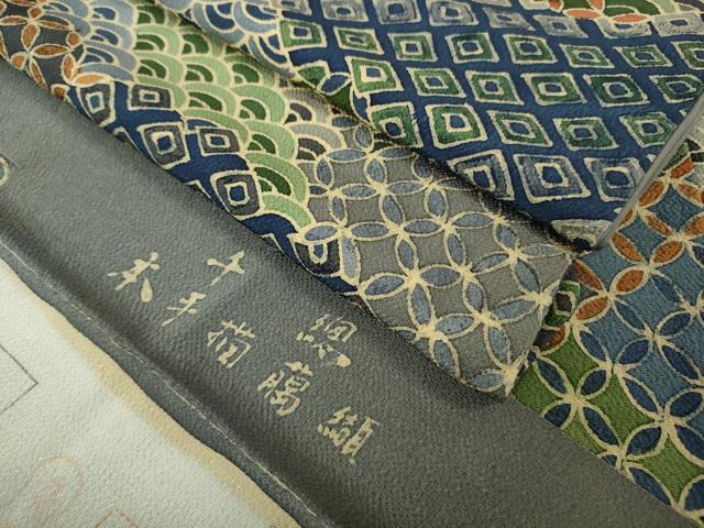 平和屋本店●極上　創業460年・千總　小紋　本手描臈纈　名物裂　鬼しぼ縮緬　西武百貨店扱い　反端付き　逸品　DZAB6553kh6