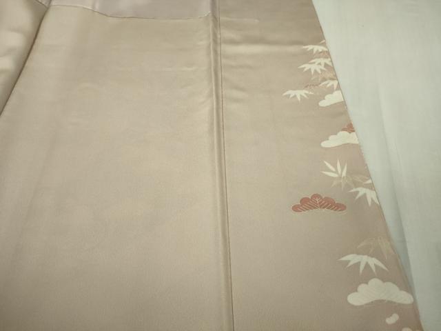 平和屋本店●極上　訪問着　吉澤友禅　駒刺繍　松竹梅　吉祥花文　灰梅色地　金彩　逸品　未使用　DZAB6554kh6