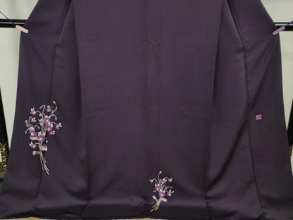 平和屋本店●極上　本加賀友禅作家　吉本大輔　訪問着　ロング丈　シンフォニー　深紫色地　やまと誂製　証紙付き　逸品　DZAB6555kh6