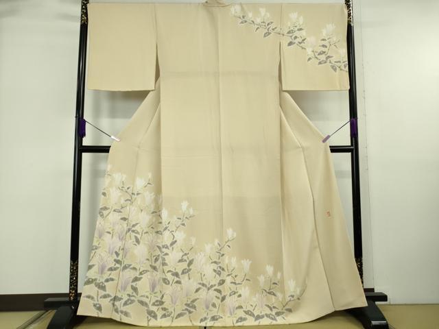 平和屋本店●希少　日本工芸会正会員　福村廣利　絵絞庵　訪問着　木蓮　蒸栗色地　西武百貨店扱い　逸品　DZAB6556kh6