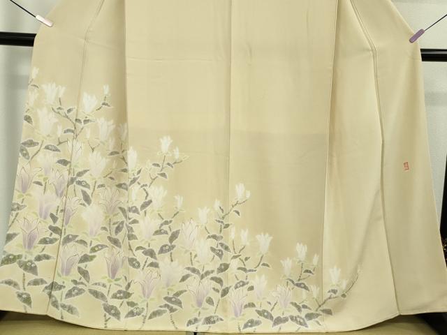 平和屋本店●希少　日本工芸会正会員　福村廣利　絵絞庵　訪問着　木蓮　蒸栗色地　西武百貨店扱い　逸品　DZAB6556kh6
