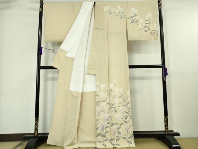 平和屋本店●希少　日本工芸会正会員　福村廣利　絵絞庵　訪問着　木蓮　蒸栗色地　西武百貨店扱い　逸品　DZAB6556kh6
