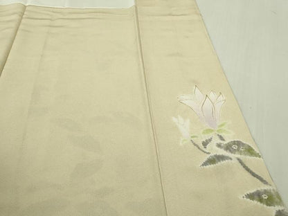 平和屋本店●希少　日本工芸会正会員　福村廣利　絵絞庵　訪問着　木蓮　蒸栗色地　西武百貨店扱い　逸品　DZAB6556kh6
