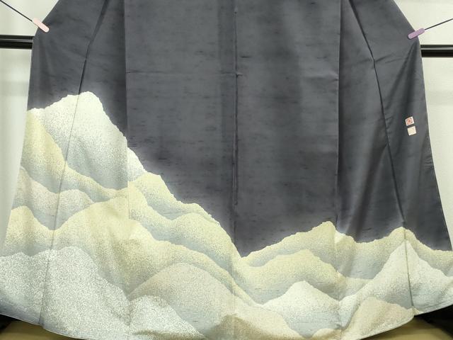 平和屋本店●極上　石川県指定無形文化財　牛首紬　白山工房　手織り　訪問着　作家物　重ね山　逸品　未使用　DZAB6558kh6