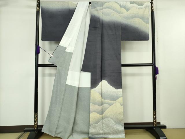 平和屋本店●極上　石川県指定無形文化財　牛首紬　白山工房　手織り　訪問着　作家物　重ね山　逸品　未使用　DZAB6558kh6