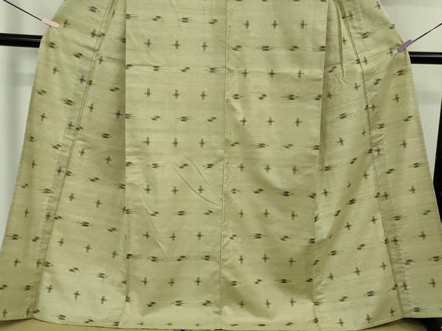 平和屋本店▽希少　青山みとも　重要無形文化財　本場久米島紬　ゆうな染　手織　単衣　柳茶色地　逸品　DZAB6561kh6