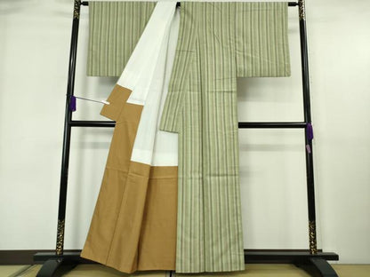 平和屋着物●極上　本場結城紬　重要無形文化財　間道　逸品　DZAB6562kh6