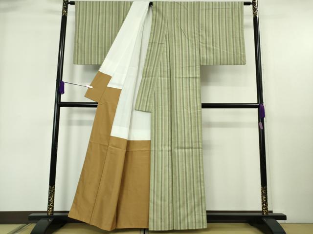 平和屋着物●極上　本場結城紬　重要無形文化財　間道　逸品　DZAB6562kh6
