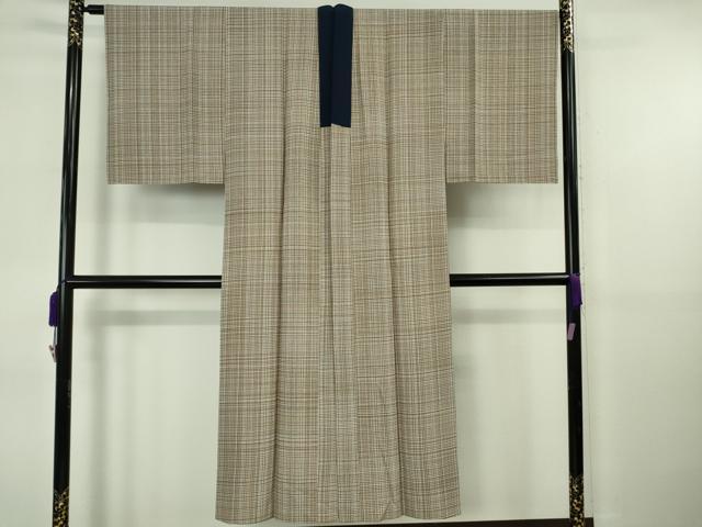 平和屋本店●極上　男性　洗える最高級着物　＜英＞はなぶさ謹製　お召　アンサンブル　長羽織・長襦袢セット　亀甲柄　逸品　DZAB6564kh6