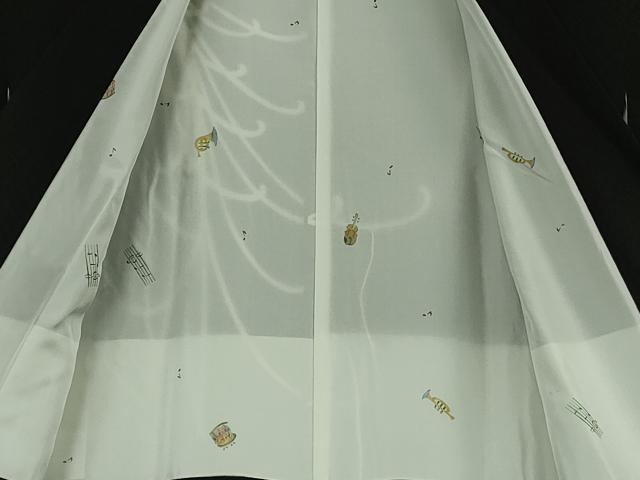 平和屋本店∞極上　道中着　ロング丈　羽裏・楽器　黒地　鬼しぼ縮緬　逸品　DZAB6565kh6