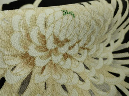 平和屋本店∞極上　道中着　ロング丈　羽裏・楽器　黒地　鬼しぼ縮緬　逸品　DZAB6565kh6