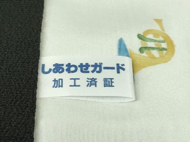 平和屋本店∞極上　道中着　ロング丈　羽裏・楽器　黒地　鬼しぼ縮緬　逸品　DZAB6565kh6