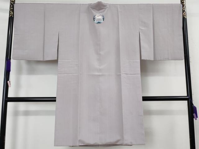 平和屋着物∞極上　道中着　ロング丈　お召地　色無地　桜鼠色地　逸品　DZAB6568kh6