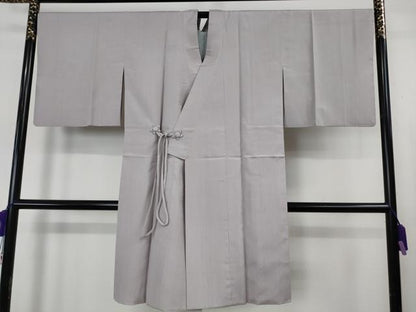 平和屋着物∞極上　道中着　ロング丈　お召地　色無地　桜鼠色地　逸品　DZAB6568kh6