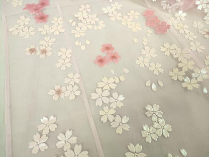 平和屋本店＊極上 夏物 お引きずり・お引き摺り・引き振袖 オーガンジー 舞桜 銀彩 たとう紙付き 逸品 DZAB6569kh6