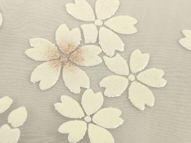 平和屋本店＊極上 夏物 お引きずり・お引き摺り・引き振袖 オーガンジー 舞桜 銀彩 たとう紙付き 逸品 DZAB6569kh6